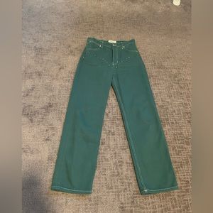 Reformation cowboy studded high rise straight jeans size 26 color jade